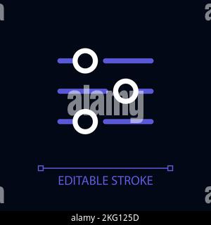 Filters button pixel perfect color linear ui icon for dark theme Stock Vector
