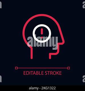 Mental health issues pixel perfect color linear ui icon for dark theme Stock Vector