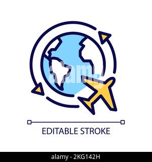 Travel around world pixel perfect RGB color icon Stock Vector