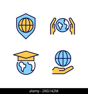 Save planet pixel perfect RGB color icons set Stock Vector