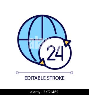 Nonstop worldwide support service pixel perfect RGB color icon Stock Vector