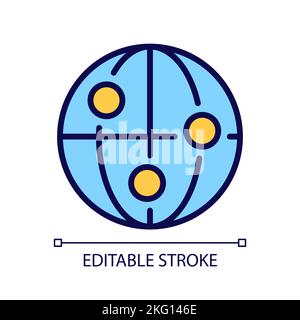 Global connection pixel perfect RGB color icon Stock Vector