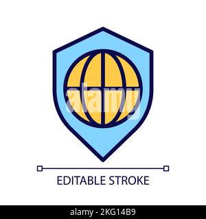 Global security pixel perfect RGB color icon Stock Vector