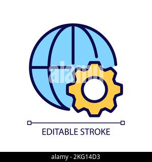 Globalization process pixel perfect RGB color icon Stock Vector