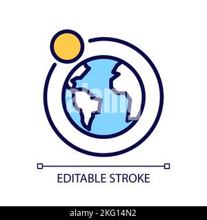 Earth and moon pixel perfect RGB color icon Stock Vector