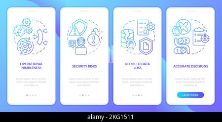 Optimized information systems blue gradient onboarding mobile app screen Stock Vector