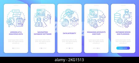 Data master skills blue gradient onboarding mobile app screen Stock Vector