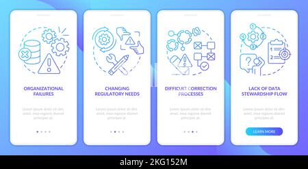 Information management problems blue gradient onboarding mobile app screen Stock Vector