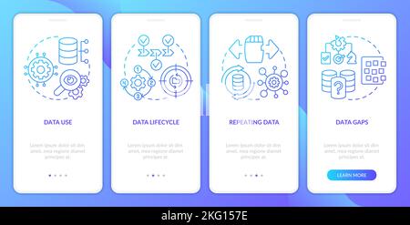 Information storage strategy blue gradient onboarding mobile app screen Stock Vector