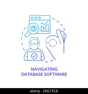 Navigating database software blue gradient concept icon Stock Vector