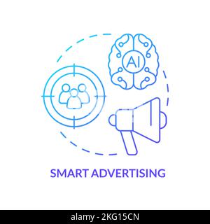 Smart advertising blue gradient concept icon Stock Vector