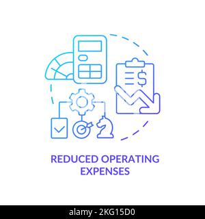 Reduced operating expenses blue gradient concept icon Stock Vector