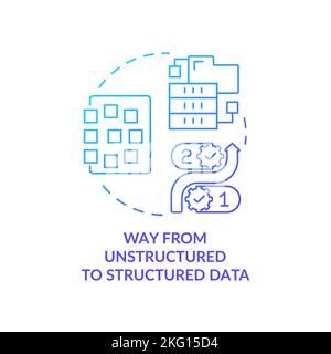 Way from unstructured to structured data blue gradient concept icon Stock Vector