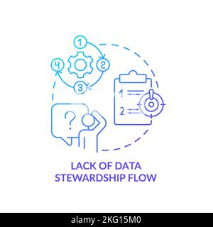 Lack of data stewardship flow blue gradient concept icon Stock Vector