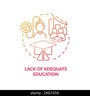 Lack of adequate education red gradient concept icon Stock Vector