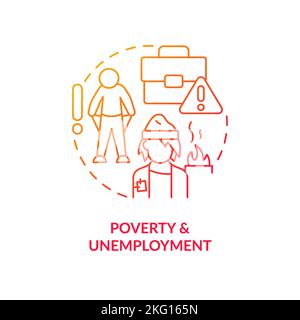 Poverty and unemployment red gradient concept icon Stock Vector