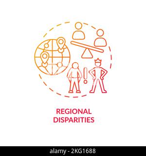 Regional disparities red gradient concept icon Stock Vector