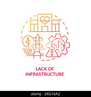 Lack of infrastructure red gradient concept icon Stock Vector