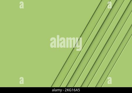 Green plastic wall with groove diagonal line, Modern ceramic wall tile texture. Abstract pattern background, 3d rendering Stock Photo