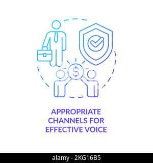 Appropriate channels for effective voice blue gradient concept icon Stock Vector