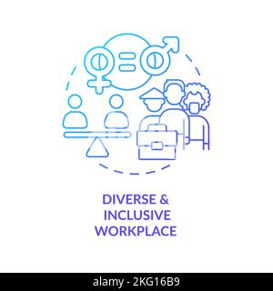 Diverse and inclusive workplace blue gradient concept icon Stock Vector