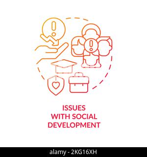 Issues with social development red gradient concept icon Stock Vector