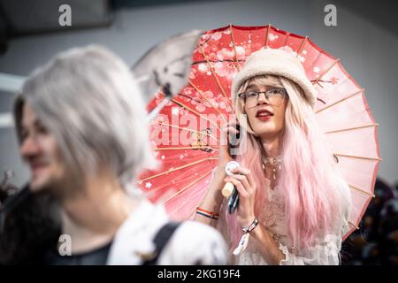 Utrecht, Netherlands. 19th Nov, 2022. Cosplayers in the Jaarbeurs Utrecht, on November 19, 2022 during the Dutch Comic Con Winter Edition, in Utrecht, Netherlands. Cosplayers and visitors of comic con took over the Jaarbeurs this weekend for on of the biggest comic con events in the Netherlands. From individual cosplayers to big groups and all kind of stands and celebrities. Dutch Comic Con was attended by thousands. (Photo by Oscar Brak/NurPhoto)0 Credit: NurPhoto/Alamy Live News Stock Photo