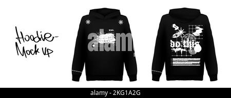 Hoodie or t-shirt brutalism design with abstract shapes Stock Vector