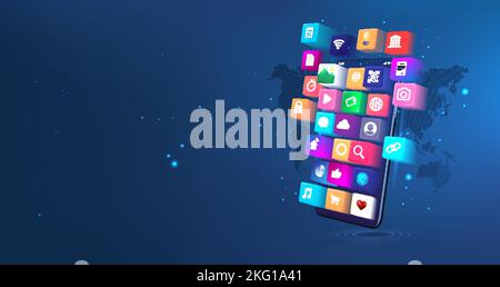 User Interface and more Applications on Mobile Phone Stock Vector