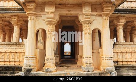 View of Devi Temple or Vedi Jain Temple in the Campus of Kumbhalgarh Fort, Rajasthan, India. Stock Photo