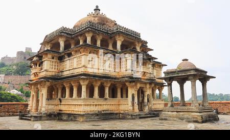 Rear View of Devi Temple or Vedi Jain Temple in the Campus of Kumbhalgarh Fort, Rajasthan, India. Stock Photo