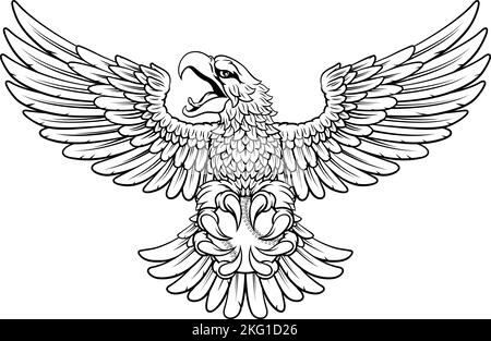Bald Eagle Hawk Flying Baseball Ball Claw Mascot Stock Vector