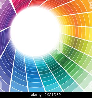 Abstract mosaic background. Colorful round frame border. Rainbow spectrum color tiles. Modern vector backdrop. Stock Vector