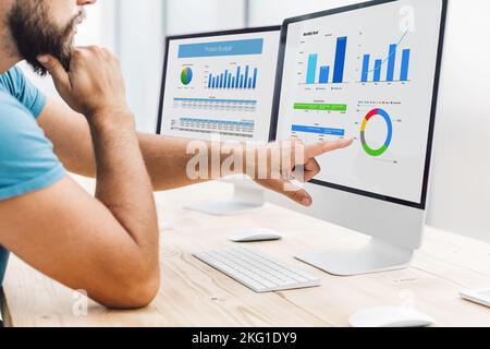 close up. web designer works on a computer Stock Photo