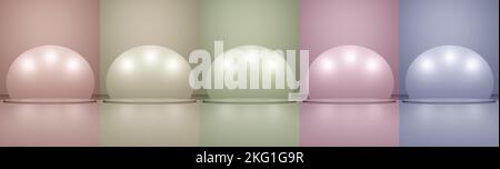 beauty and body care products advertising podium set, 3d display scene pastel color. Stock Photo