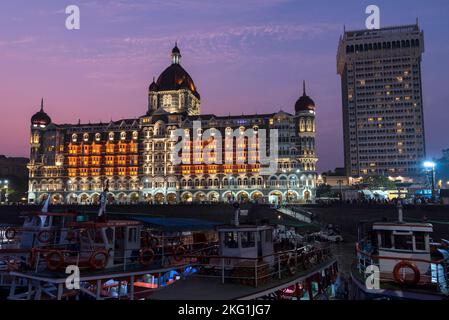 Taj Mahal Palace Hotel, Taj Mahal Tower Hotel, Apollo Bandar, Colaba, Bombay, Mumbai, Maharashtra, India Stock Photo