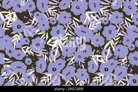 Seamless floral pattern based on traditional folk art ornaments. Colorful flowers on color background. Scandinavian style. Sweden nordic style. Vector Stock Vector
