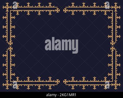 Art deco frame with snowflakes. Vintage linear border.Style of the 1920s and 1930s. Christmas frame design a template for invitations, leaflets and gr Stock Vector