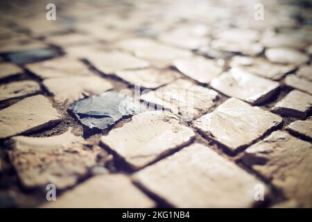 Floor of a street with stone tiles. Stock Photo