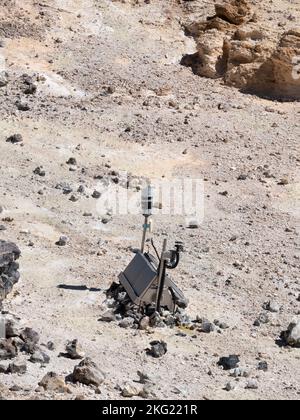 Tenerife, Spain, November 3rd 2022: MEDA (Mars Environmental Dynamics Analyzer) test equipment installed in el Teide, Tenerife Stock Photo