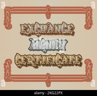 Vector financial lettering, frames and ornaments. Eps-8 separated by groups and layers for easy edit. Stock Vector