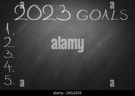 2023 Goals on black board. Chalkboard. Stock Photo