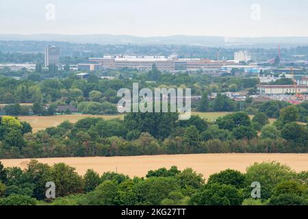 Aerial image of the QMC hospital (Queens Medical Centre) from Clifton captured from the roof of Southchurch Court, Nottinghamshire England UK Stock Photo