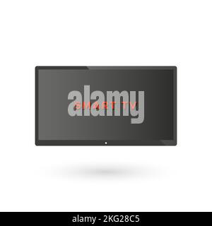 Smart TV screen with red text. Vector illustration, flat design Stock Vector