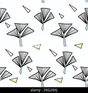 Abstract tree seamless pattern with doodle elements Stock Vector