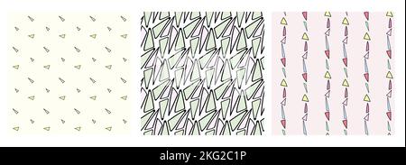 Abstract seamless pattern set with hand drawn elements, vector background Stock Vector