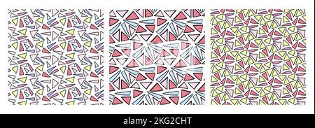 Abstract seamless pattern set with hand drawn elements, vector background Stock Vector