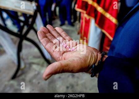 Easter mass in Wadi El Chahrour El Suflah orthodox church, Lebanon Stock Photo