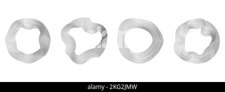 Set of abstract deformed circle banners. Distorted contour. Stock Vector