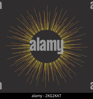 golden rays sun circle lines vintage Stock Vector